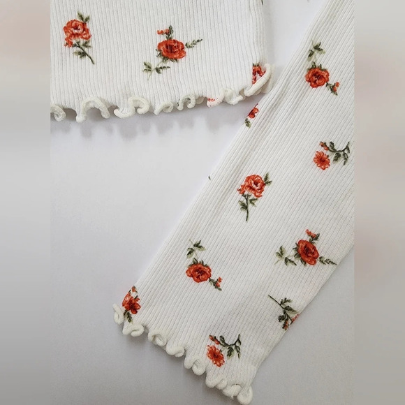 Forever 21 Semi-Cropped Ribbed Floral Print Long Sleeve No Stains, sz Medium - Picture 7 of 15